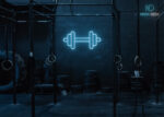 Weight Gym Neon Sign Ice-Blue