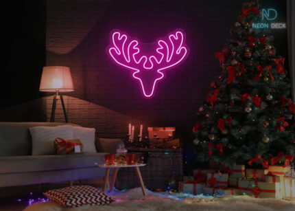 Yule Goat LED Neon Sign Hot-Pink
