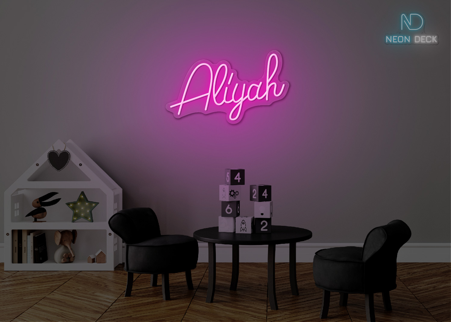 Aliyah Name Neon Sign Hot-Pink