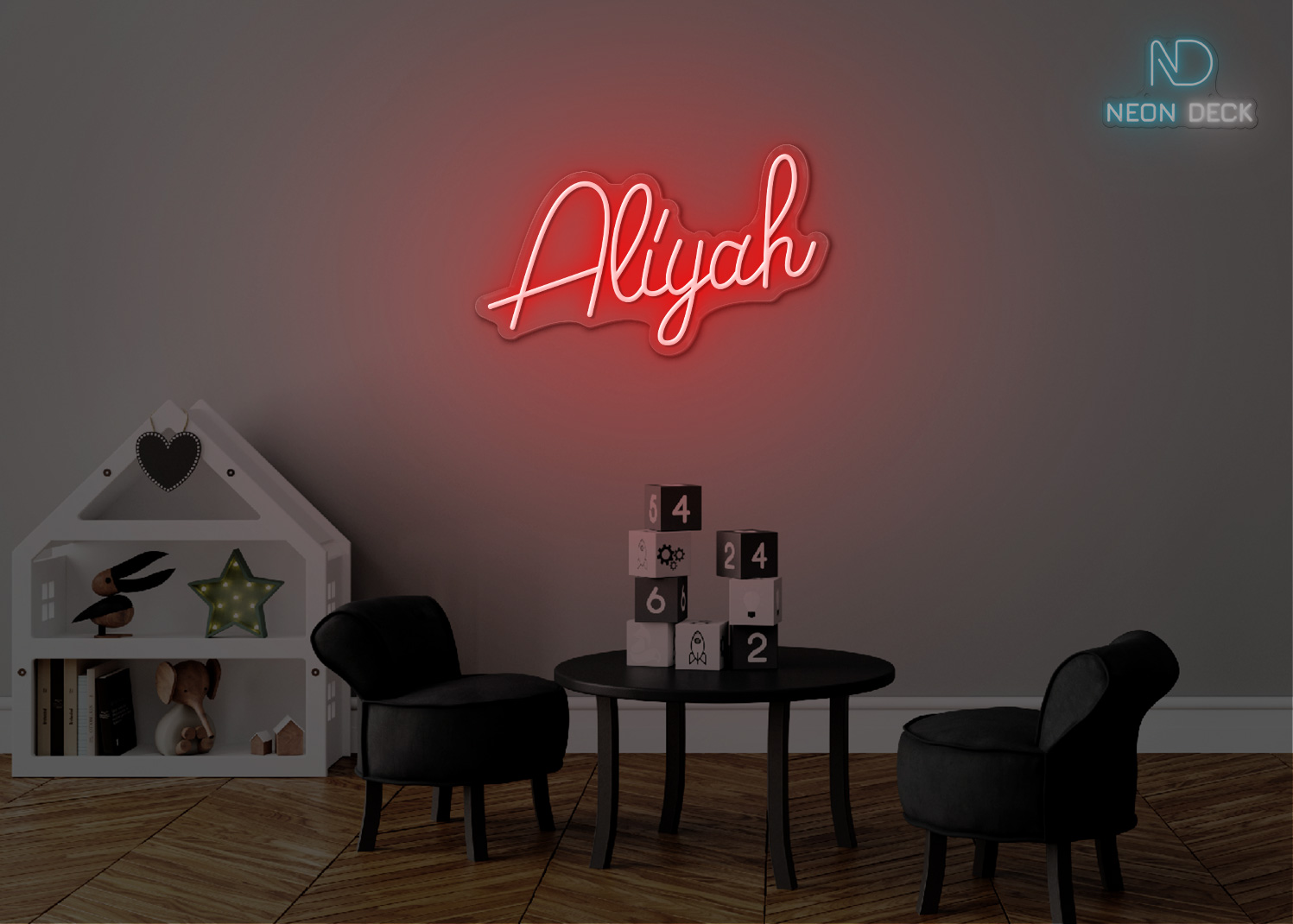 Aliyah Name Neon Sign Red