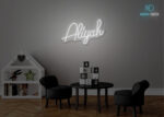 Aliyah Name Neon Sign White