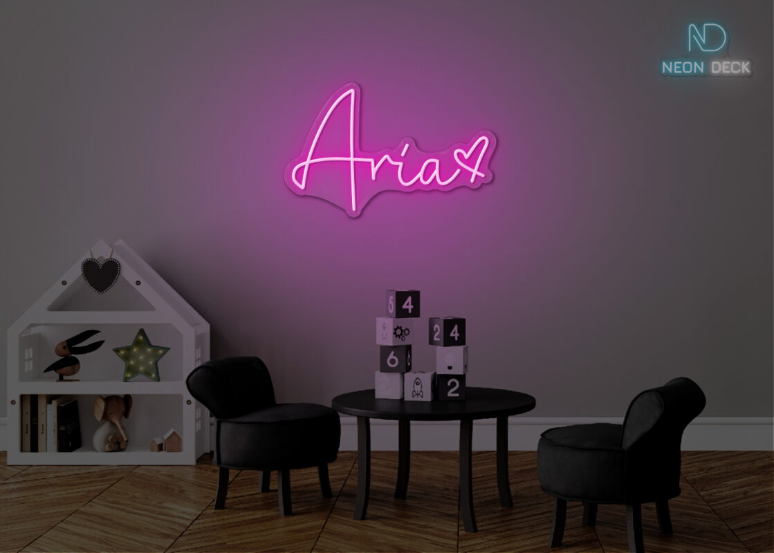Aria Name Neon Sign Hot Pink