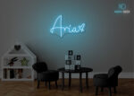 Aria Name Neon Sign Ice-Blue