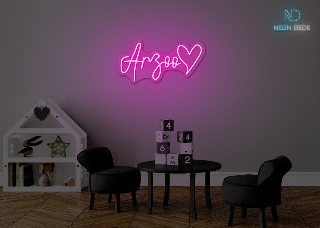 Arzoo Name Neon Sign Hot-Pink