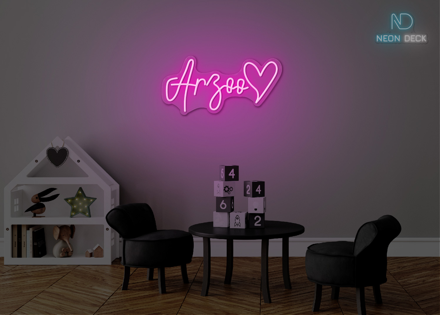 Arzoo Name Neon Sign Hot-Pink
