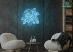 Astronaut Dog Neon Sign Ice-Blue