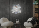 Astronaut Dog Neon Sign White