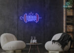 BBQ Party Skewer LED Neon Sign Dark-Blue