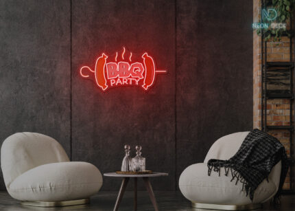BBQ Party Skewer LED Neon Sign Red