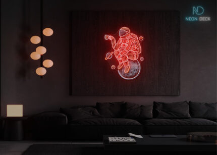 Coffee Break Astronaut LED Neon Sign Red