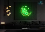 Crescent Moon Kitty LED Neon Sign Green