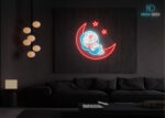 Crescent Moon Kitty LED Neon Sign Multi