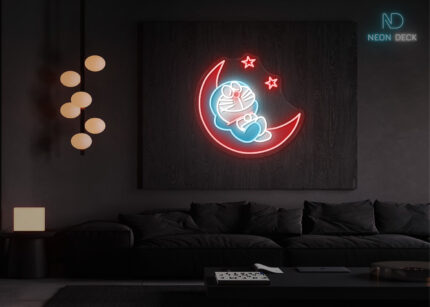 Crescent Moon Kitty LED Neon Sign Multi