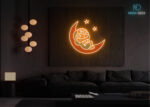 Crescent Moon Kitty LED Neon Sign Orange