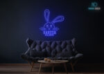 Easter Holidays with Rabbit neon Sign Dark-Blue