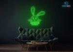 Easter Holidays with Rabbit neon Sign Green