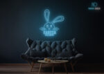 Easter Holidays with Rabbit neon Sign Ice-Blue