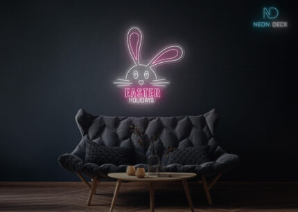 Easter Holidays with Rabbit neon Sign Multi