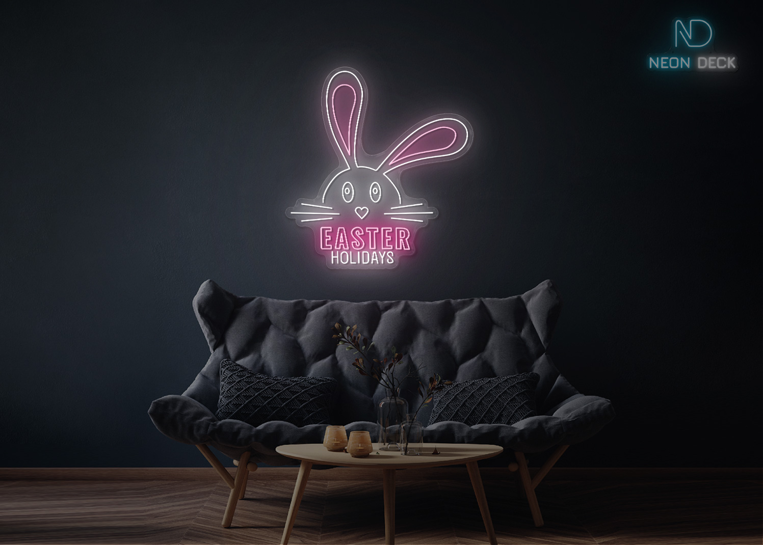 Easter Holidays with Rabbit neon Sign Multi Easter Holidays with Rabbit neon Sign Multi