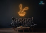 Easter Holidays with Rabbit neon Sign Orange
