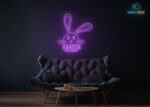 Easter Holidays with Rabbit neon Sign Purple