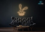 Easter Holidays with Rabbit neon Sign Warm-White