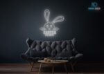 Easter Holidays with Rabbit neon Sign White