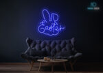 Easter with Rabbit Neon Sign Dark-Blue