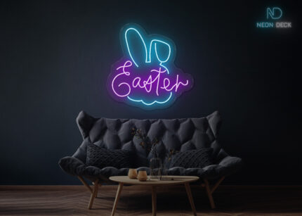 Easter with Rabbit Neon Sign Multi