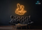 Easter with Rabbit Neon Sign Orange