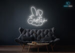 Easter with Rabbit Neon Sign White