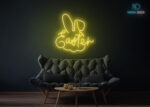 Easter with Rabbit Neon Sign Yellow