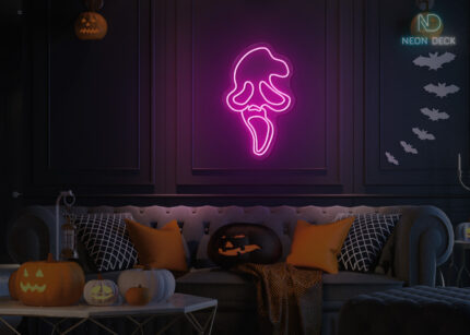 Ghost Face Neon Sign Hot-Pink