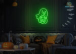 Ghost taking Pumpkin 🎃 Neon Sign Green