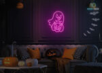 Ghost taking Pumpkin 🎃 Neon Sign Hot-Pink