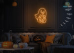 Ghost taking Pumpkin 🎃 Neon Sign Orange