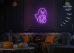 Ghost taking Pumpkin 🎃 Neon Sign Purple