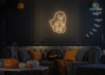 Ghost taking Pumpkin 🎃 Neon Sign Warm-White