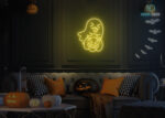 Ghost taking Pumpkin 🎃 Neon Sign Yellow