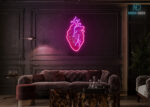 Glowing Heart Neon Sign Hot-Pink