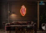 Glowing Heart Neon Sign Orange