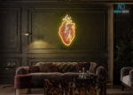 Glowing Heart Neon Sign Yellow