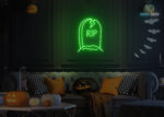 Grave written RIP Neon Sign Green