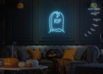 Grave written RIP Neon Sign Ice-Blue