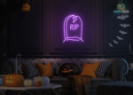 Grave written RIP Neon Sign Purple