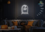 Grave written RIP Neon Sign White