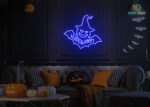 Halloween Bat Neon Sign Dark-Blue