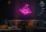 Halloween Bat Neon Sign Hot-Pink