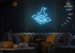 Halloween Bat Neon Sign Ice-Blue