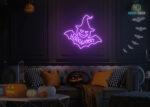 Halloween Bat Neon Sign Purple